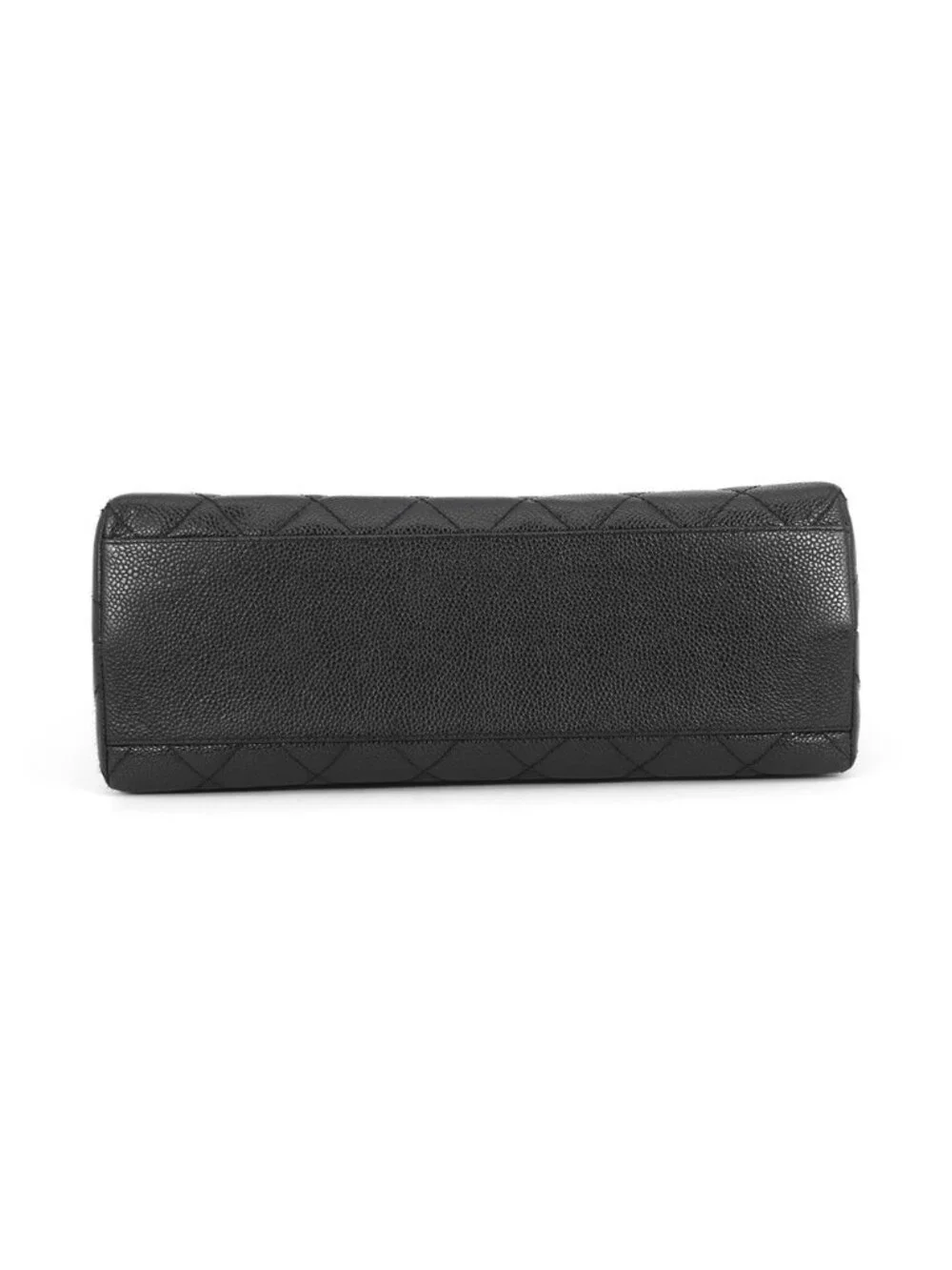 Chanel Handbag Quilted CC Logo Caviar Leather Handle Bag Black